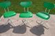 Set Of 3 Mid Century Wrought Iron Antarenni Side Chairs White W/green Vinyl Mid-Century Modernism photo 2
