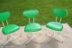 Set Of 3 Mid Century Wrought Iron Antarenni Side Chairs White W/green Vinyl Mid-Century Modernism photo 3