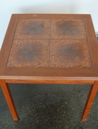Dainsh Teak Tile Top Table Vintage Mcm photo