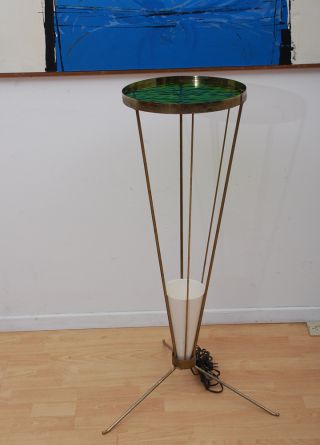 Side Cocktail Table With Built In Lamp Decorative Glass Designer Hollywood Regen photo