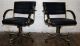 Pair Black Leather And Brass Armchairs Casters Reclining Mid Century Eames Knoll Mid-Century Modernism photo 11