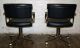 Pair Black Leather And Brass Armchairs Casters Reclining Mid Century Eames Knoll Mid-Century Modernism photo 5