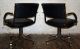 Pair Black Leather And Brass Armchairs Casters Reclining Mid Century Eames Knoll Mid-Century Modernism photo 6