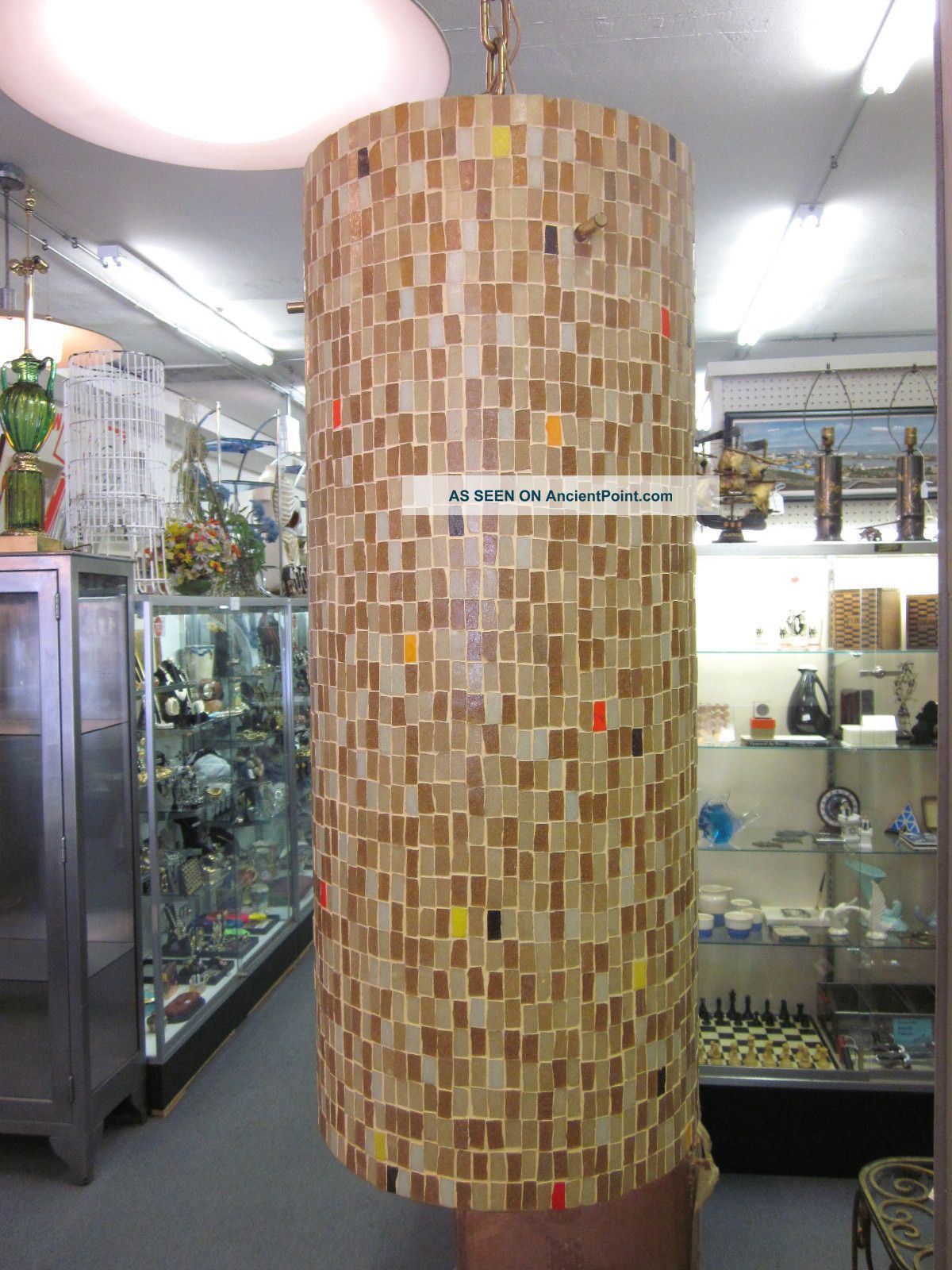 Excellent Custom Monumental Murano Glass Tiled Ceiling Fixture C1960s Mid-Century Modernism photo
