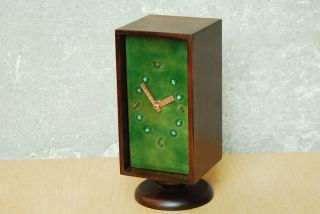 Green Enameled Copper 2 Sided Decorative Box Pedestal Table Clock I Like Mike ' S photo