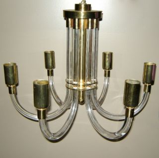1980 ' S Mid Century Peter Hamburger Lucite Rod Brass Chandelier George Kovacs photo