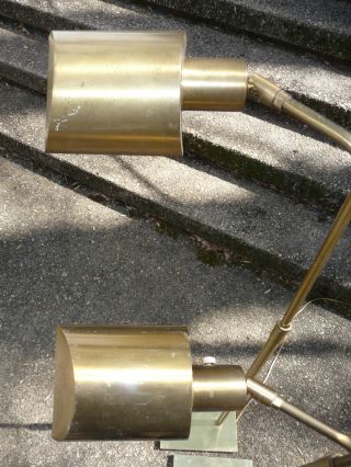 Pair Brass Koch + Lowy Adjustable Floor Lamps Eames Era Mid - Century Modern 1970s photo