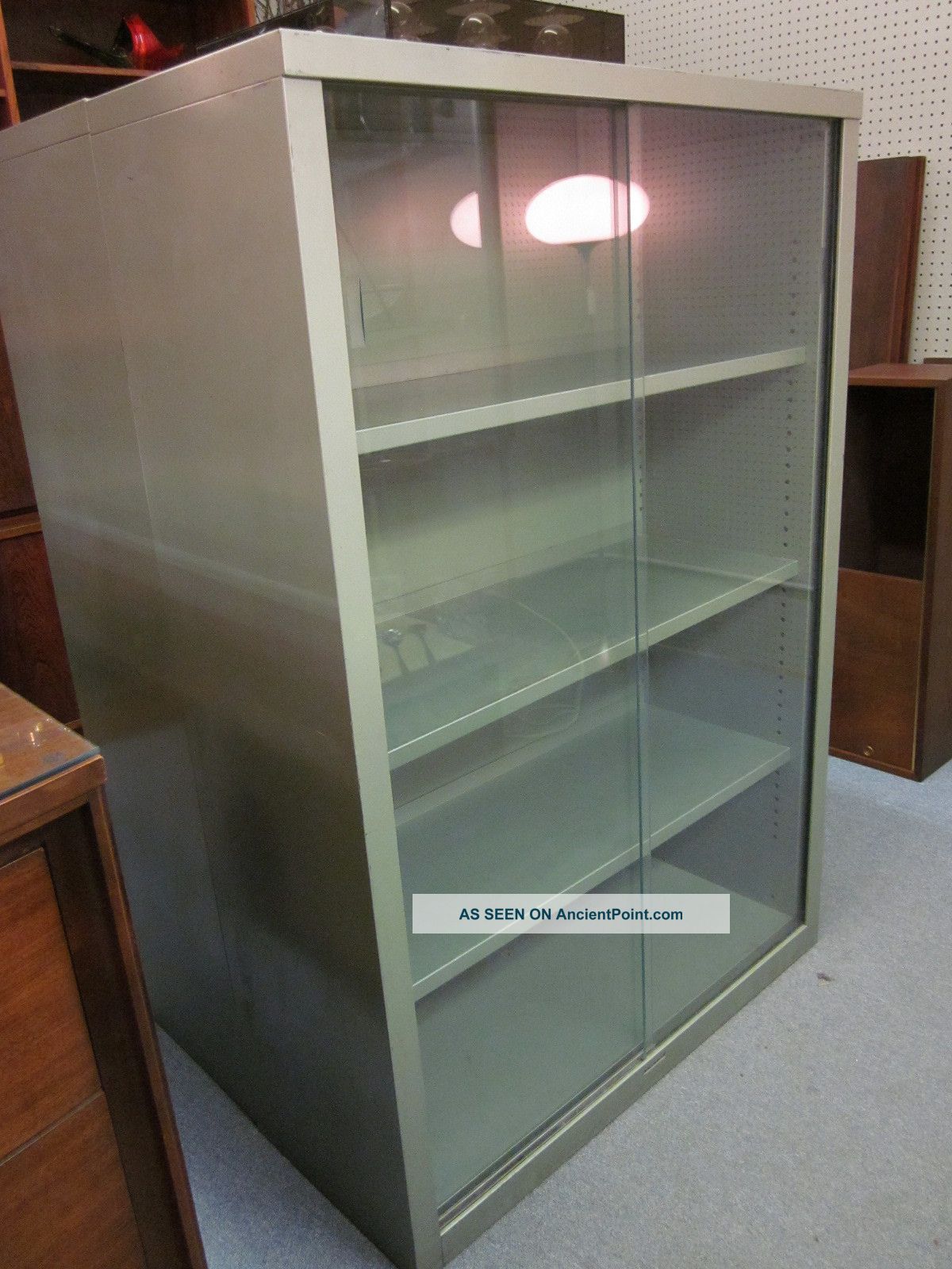 Steelcase Steel & Glass Cabinet/bookcase From Ohio State C1950s Post-1950 photo