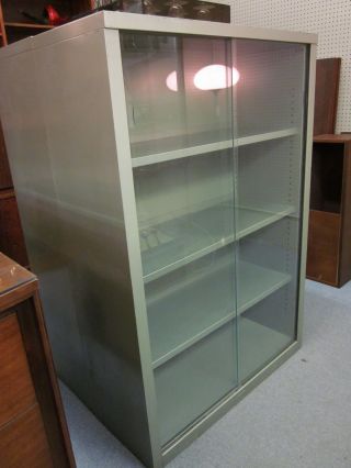 Steelcase Steel & Glass Cabinet/bookcase From Ohio State C1950s photo