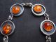 Fine Handcrafted European Sterling Silver & Natural Amber Bracelet Mid-Century Modernism photo 3