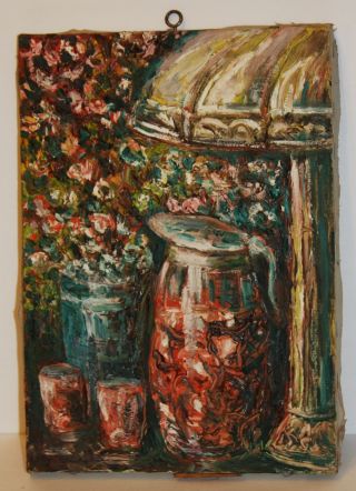 Roy S Fox 1953; Modernism Oil Of Tiffany Lamp,  Pitcher photo