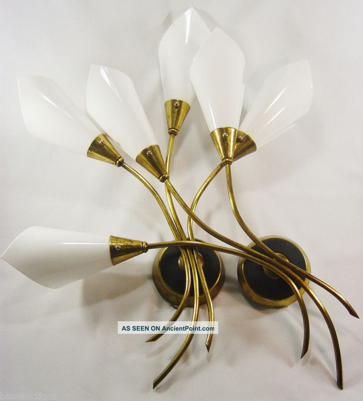 Aesthetic Art Deco Ligthing Modernist Calla Sconces Plastic Shade 1950 ' S Mid-Century Modernism photo