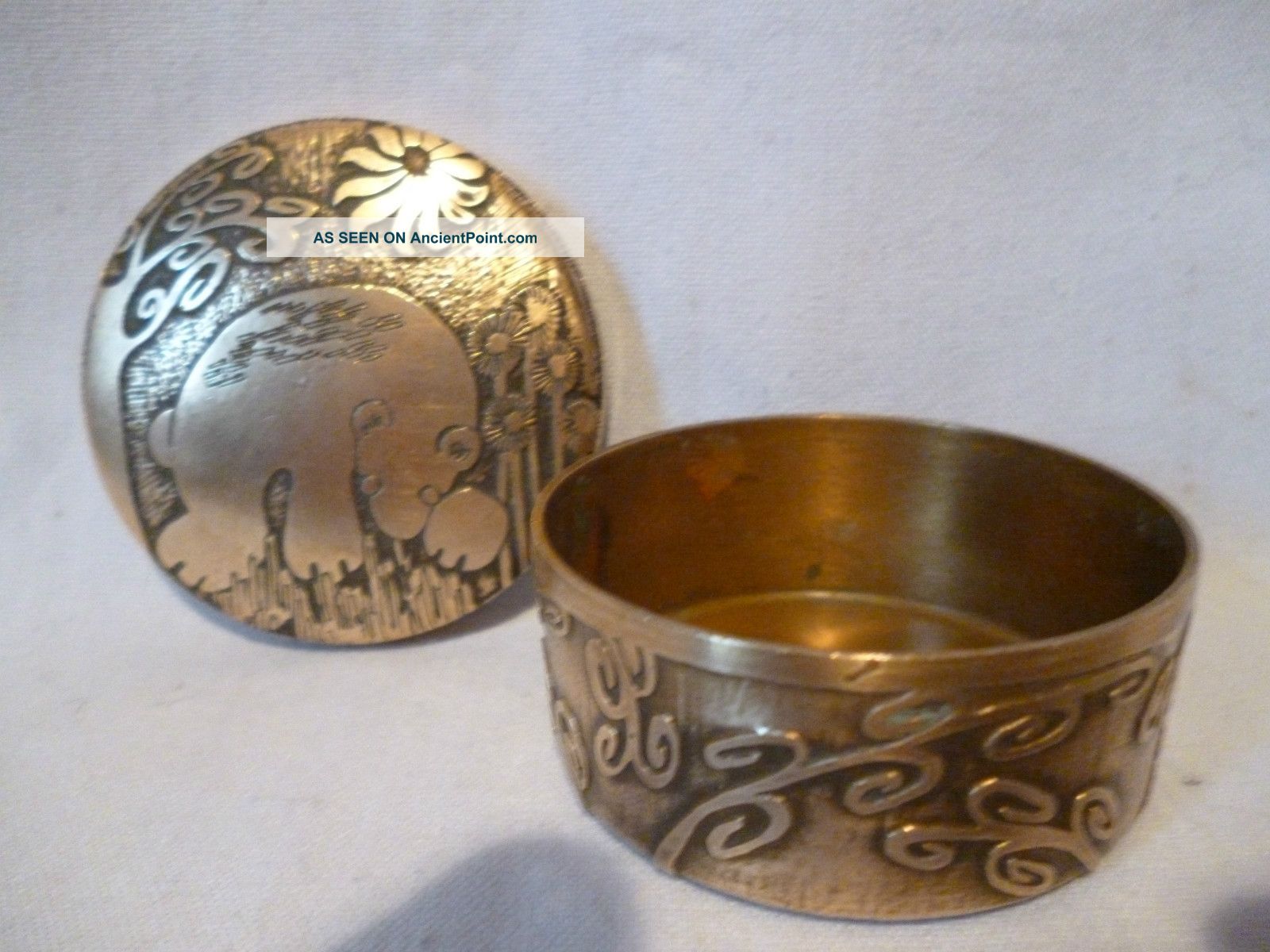 Modernist 1970/80 ' S Engraved Brass Bear Box Signed ' Taller Origen ' & Chile Mid-Century Modernism photo