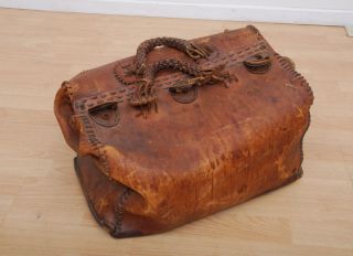 Vintage Leather Satchel Hand Stitched Circa 1900,  Dr ' S Handbag Case Rare Prop photo