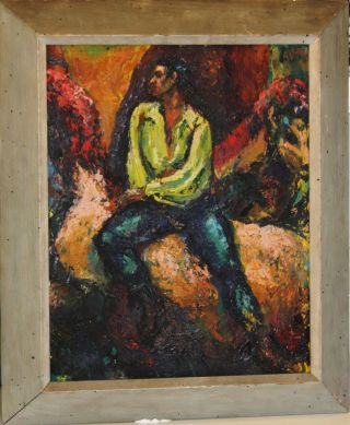 Georg Muche 1957; Listed Artist ; Oil/b; Mid Century Modern Spanish Man On Horse photo