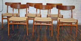 6 Set Of Six Han Wegner Signed Chairs Danish Midcentury Eames Knoll Danish Best photo