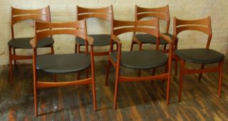 Erik Buck Set Of Six 6 Dining Chairs Christensens Mobelfabrik Eames Knoll Danish photo