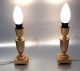 A Pair Of Sciolari Gilt Table Lamps Silk Shades Hollywood Regency Style 1950s Mid-Century Modernism photo 2