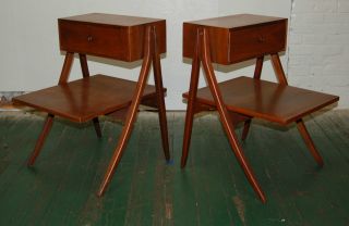 Pair Kip Stewart / Stewart Macdougal Drexel Stands Midcentury Mcm Knoll Eames photo