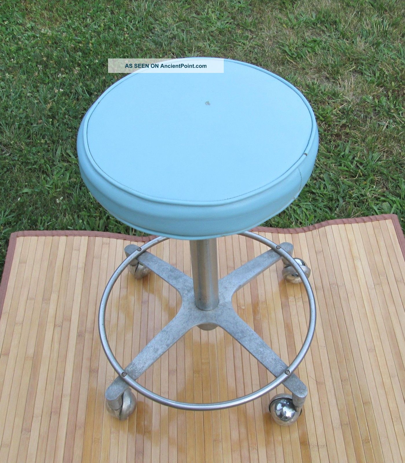 Cool Adjustable Seat Mid Century Modern Industrial /dental Stool On Wheels Mid-Century Modernism photo