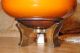 Mid Century Modern Chinese Signed Terracote Porcelain Ceramic Walnut Brass Lamp Mid-Century Modernism photo 6