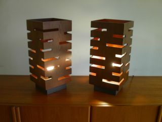 A Pair Of Astract Modern Box Lamps photo