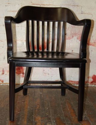 Sculptural Desk Armchair Refinshed Black Lacquer Midcentury Eames Military Knoll photo
