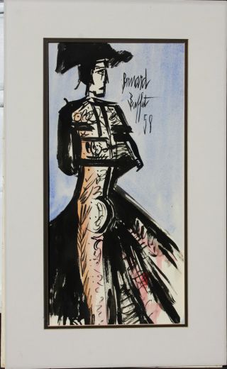 Bernard Buffet 1958; Important Water & Ink,  Modernism Figure photo