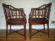 Pair Of Antique Faux Bamboo Chairs Chinese Chippendale Directoire 1900-1950 photo 1
