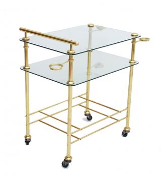 Hollywood Regency Brass & Glass Service Cart,  Arturo Pani Mexico Modernist photo