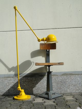 Jielde French Industrial 2arms Desk Floor Reading Lamp Yellow Arms 120cm + 60cm photo