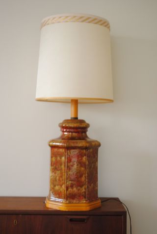 Mid Century Abstract Danish Modern Art Pottery Ceramic Lamp Raymor Eames Era photo