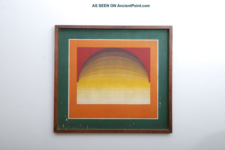 Latin America Optical Art Graphic Design Art Oil In Plywood,  Unsigned Mid-Century Modernism photo