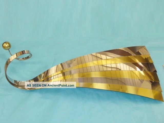 Huge Signed Curtis Jere Wall Sculpture Gilt & Chrome Fan Mid-Century Modernism photo