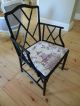 Vintage Refurbished Midcentury Chinese Chippendale Chair Asian Toile Fabric Post-1950 photo 2