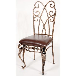 Antigua Island Scrolled Chair Gold Decor Iron Leather photo
