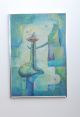Latin American Abstract Surrealist Painting Signed Drejel 73 Mid-Century Modernism photo 3