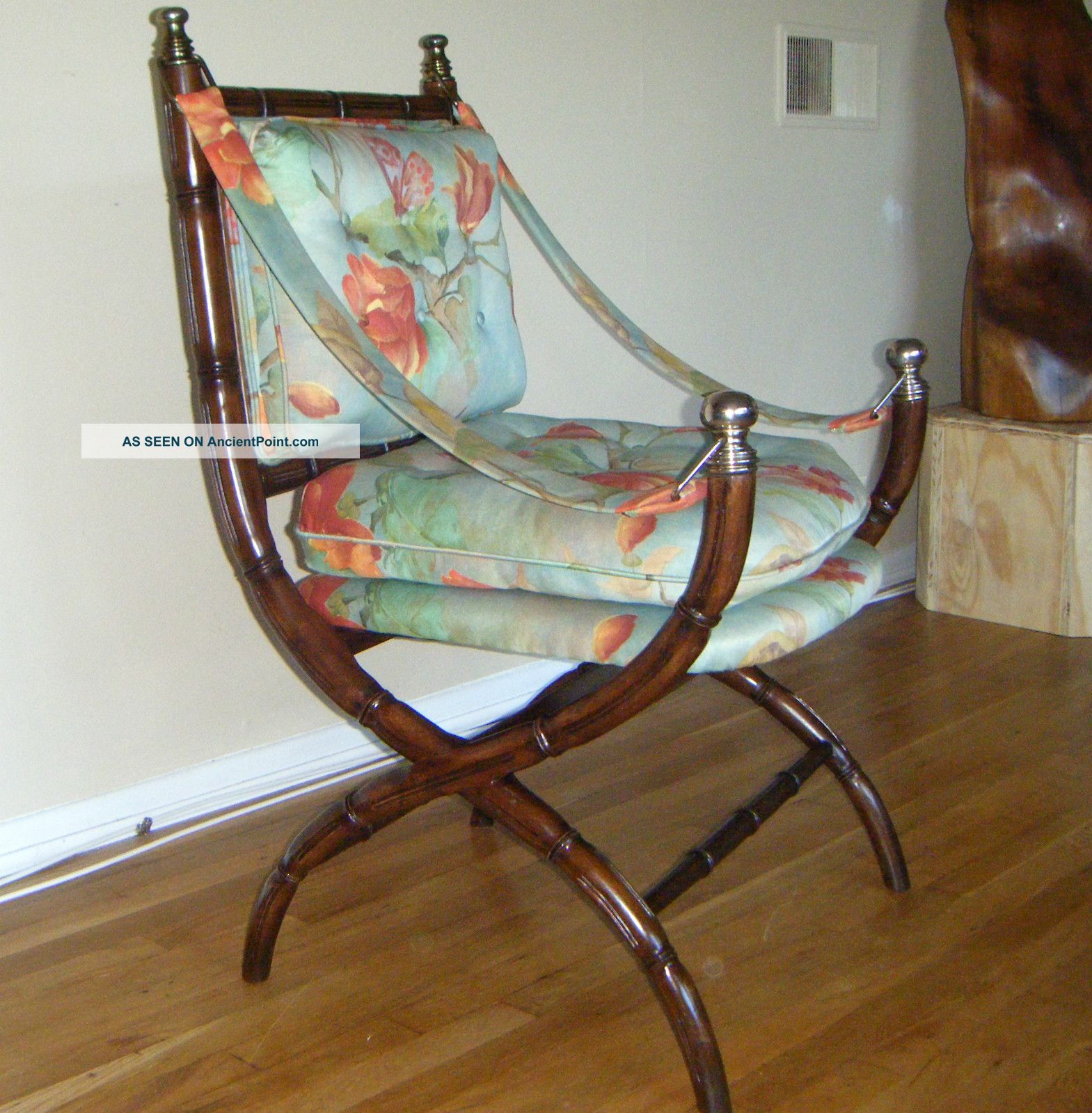 Fine Faux Bamboo Campaign Chair X Base Directoire Curule 1900-1950 photo