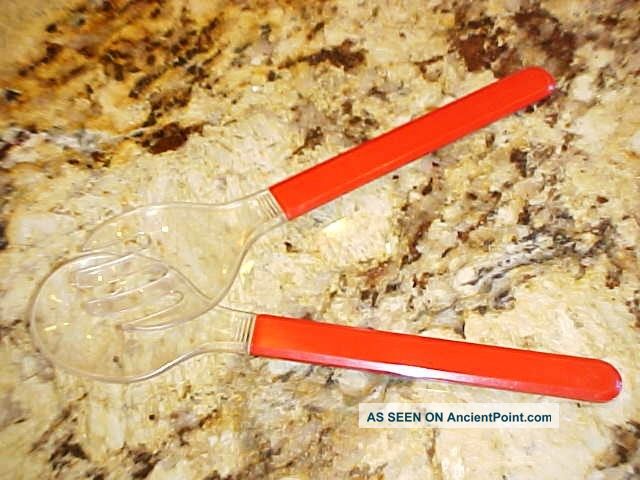 Italian Mid Century Modern Lucite Serving Spoon Fork Mid-Century Modernism photo