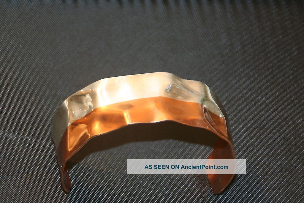 Lillian Vernon Modernist Sterling Silver & Copper Bimorfic Cuff Brutalist Cuff Mid-Century Modernism photo