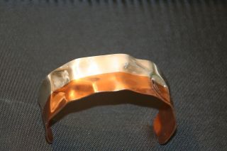 Lillian Vernon Modernist Sterling Silver & Copper Bimorfic Cuff Brutalist Cuff photo