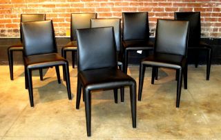 Set 8 Mario Bellini Vol Au Vent Black Leather Dining Chairs B&b Italia Maxalto photo