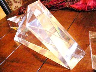 Mid Century Jere Era Lucite Pyramid Sculpture 3 Pieces photo
