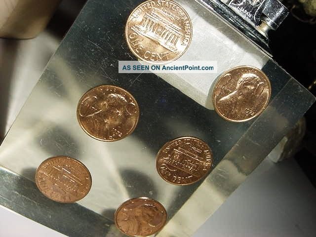 Mid Century Modern Lucite Sculpture Pennies Floating Mid-Century Modernism photo