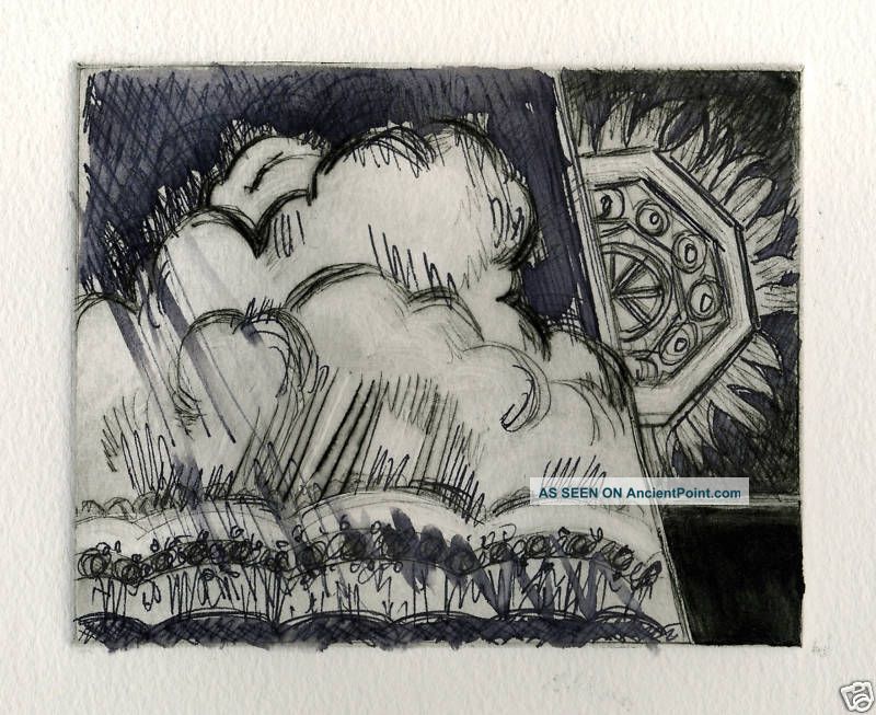 Ooak Antique Midcentury Modern Artist Mildred S.  Goldman Etching Art Mid-Century Modernism photo