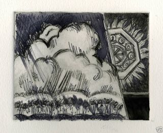 Ooak Antique Midcentury Modern Artist Mildred S.  Goldman Etching Art photo