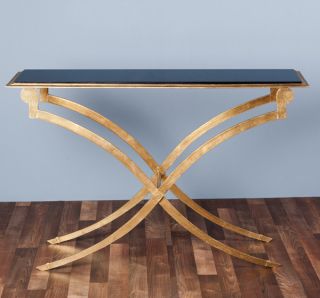 Awesome Iron & Black Granite Top Console Table,  53  Wide. photo