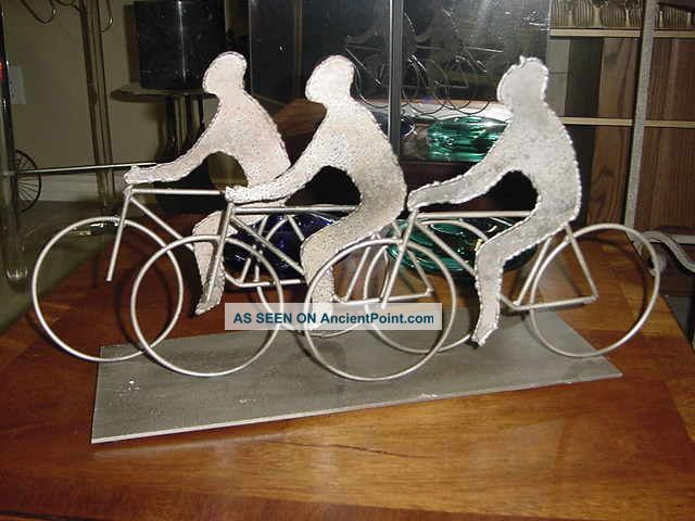 Cool Unusual Signed Jere Bicycle Riders Table Sculpture Mid-Century Modernism photo