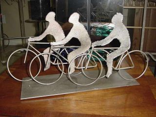 Cool Unusual Signed Jere Bicycle Riders Table Sculpture photo