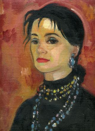 Midcentury Modern Pafa Artist Mildred S Goldman Self - Portrait Painting photo